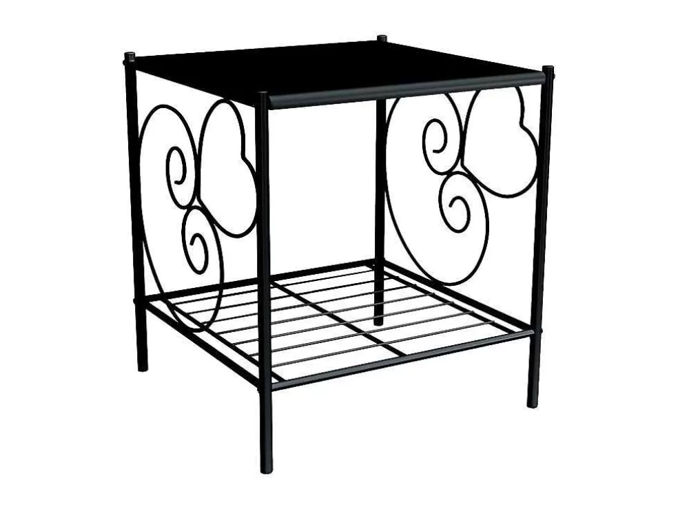 Vente-unique Conjunto De 2 Mesas De Cabeceira Romanticas, 1 Prateleira, Metal Preto - Vivian* Móvel Para Quarto De Crianças