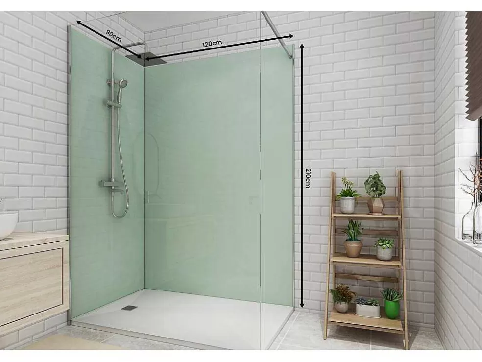 Shower & Design Conjunto De 2 Paineis De Parede De Casa De Banho Com Perfis Incluidos De C. 90 X L. 120 X A. 210 Cm* Painel De Parede Para Duche