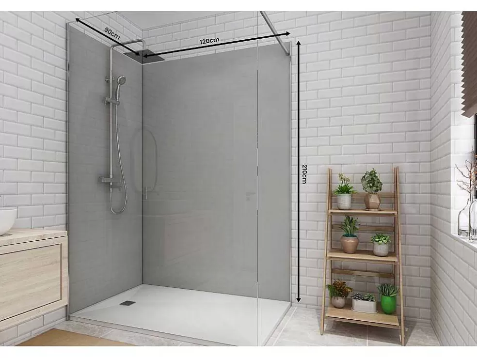 Shower & Design Conjunto De 2 Paineis De Parede De Casa De Banho Com Perfis Incluidos De C. 90 X L. 120 X A. 210 Cm* Painel De Parede Para Duche