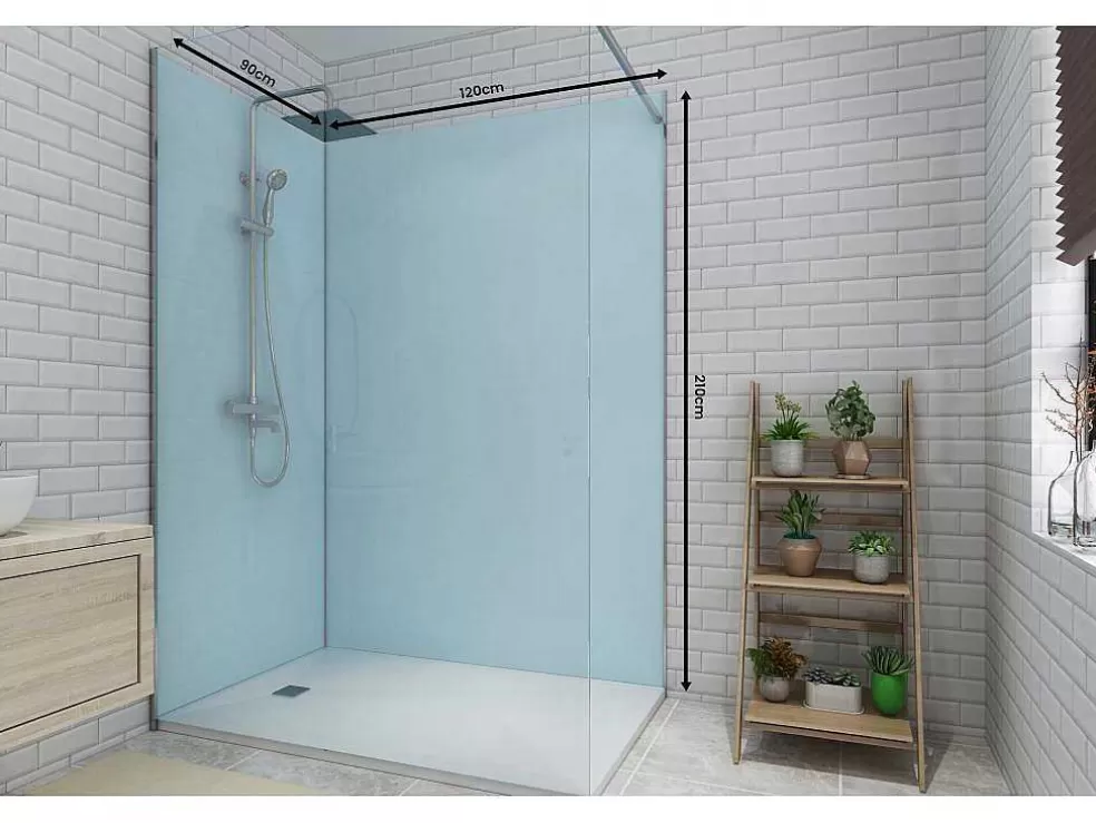 Shower & Design Conjunto De 2 Paineis De Parede De Casa De Banho Com Perfis Incluidos De C. 90 X L. 120 X A. 210 Cm* Painel De Parede Para Duche