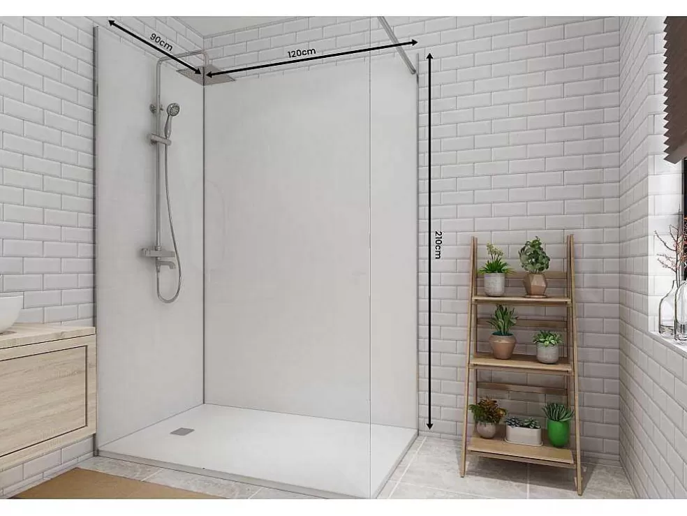 Shower & Design Conjunto De 2 Paineis De Parede De Casa De Banho Com Perfis Incluidos De C. 90 X L. 120 X A. 210 Cm* Painel De Parede Para Duche