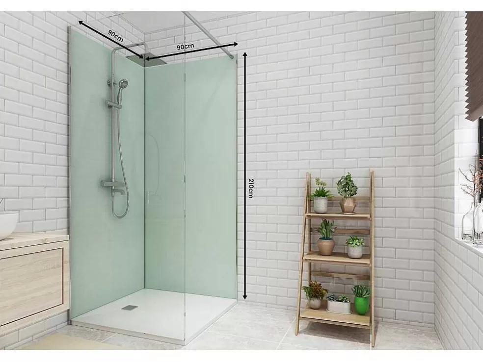 Shower & Design Conjunto De 2 Paineis De Parede De Casa De Banho Com Perfis Incluidos De 2X L. 90 X A. 210 Cm* Painel De Parede Para Duche