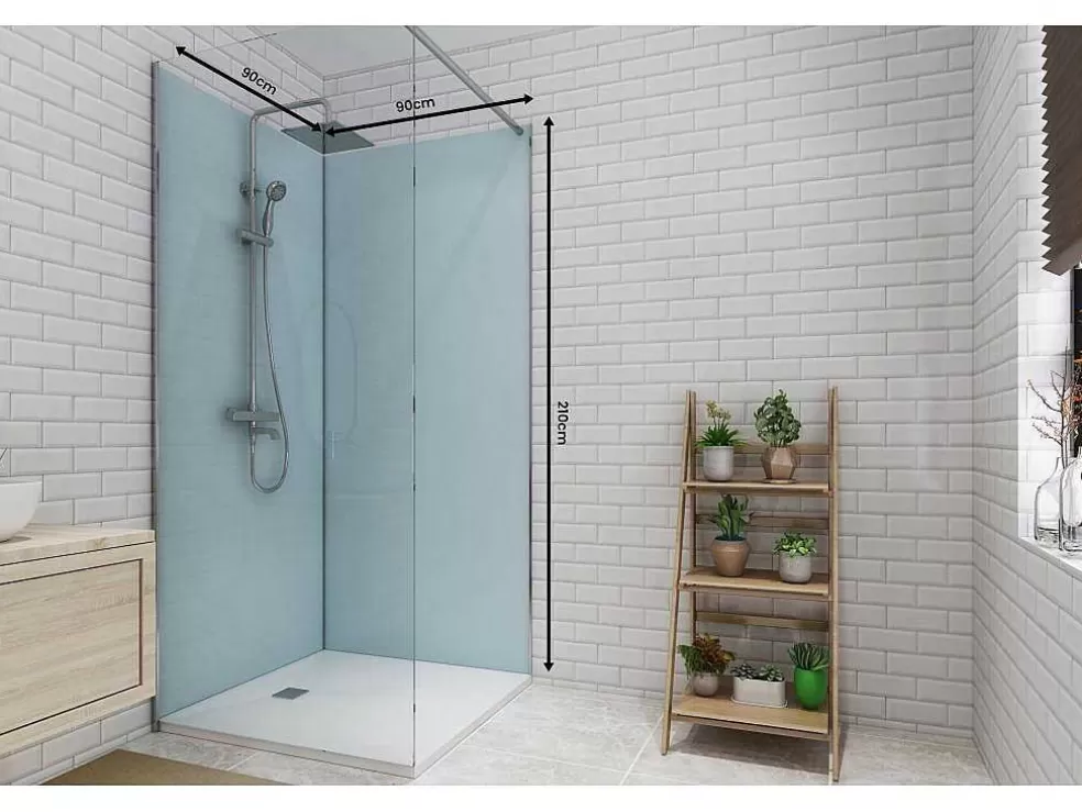 Shower & Design Conjunto De 2 Paineis De Parede De Casa De Banho Com Perfis Incluidos De 2X L. 90 X A. 210 Cm* Painel De Parede Para Duche