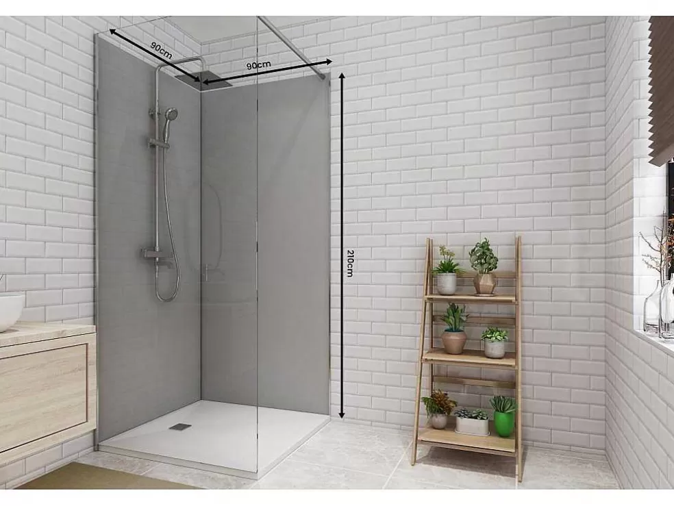 Shower & Design Conjunto De 2 Paineis De Parede De Casa De Banho Com Perfis Incluidos De 2X L. 90 X A. 210 Cm* Painel De Parede Para Duche