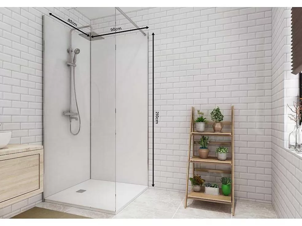 Shower & Design Conjunto De 2 Paineis De Parede De Casa De Banho Com Perfis Incluidos De 2X L. 90 X A. 210 Cm* Painel De Parede Para Duche