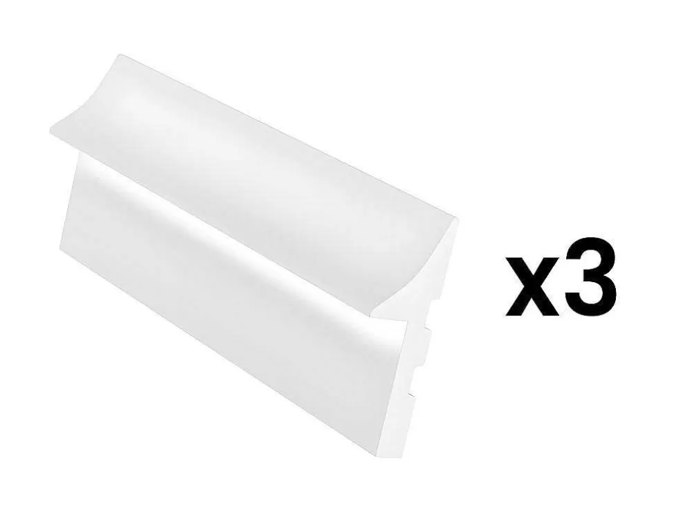 Vente-unique Conjunto De 3 RodaPés Em Polistireno C290 X A15 Cm Branco - Radeno* Rodape