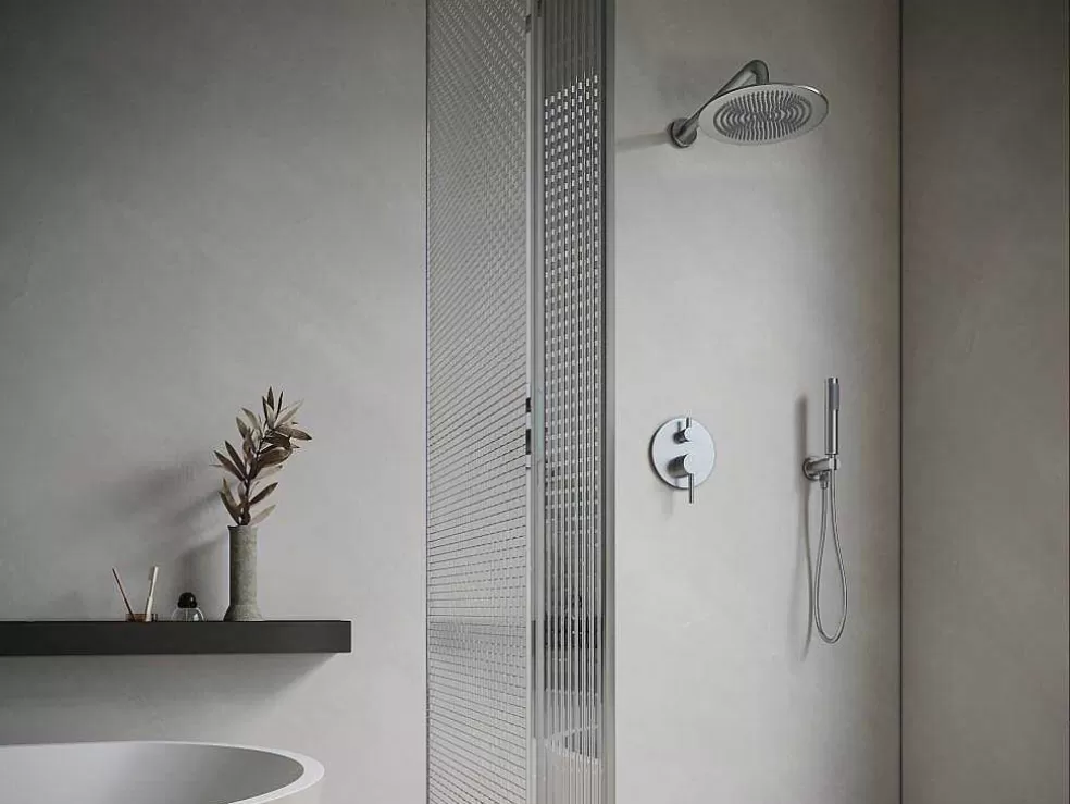 Shower & Design Conjunto De Duche Encastravel Com Torneira Misturadora Mecanica Cor Niquel Escovado - Tamise* Coluna De Duche