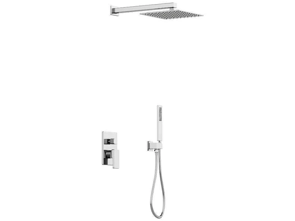 Shower & Design Conjunto De Duche Encastravel Com Torneira Misturadora Mecanica Cor Niquel Escovado - Tocantis* Coluna De Duche