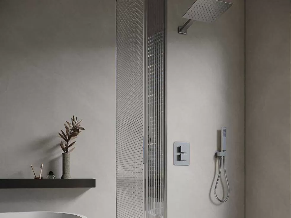 Shower & Design Conjunto De Duche Encastravel Com Torneira Misturadora Mecanica Cor Niquel Escovado - Tocantis* Coluna De Duche