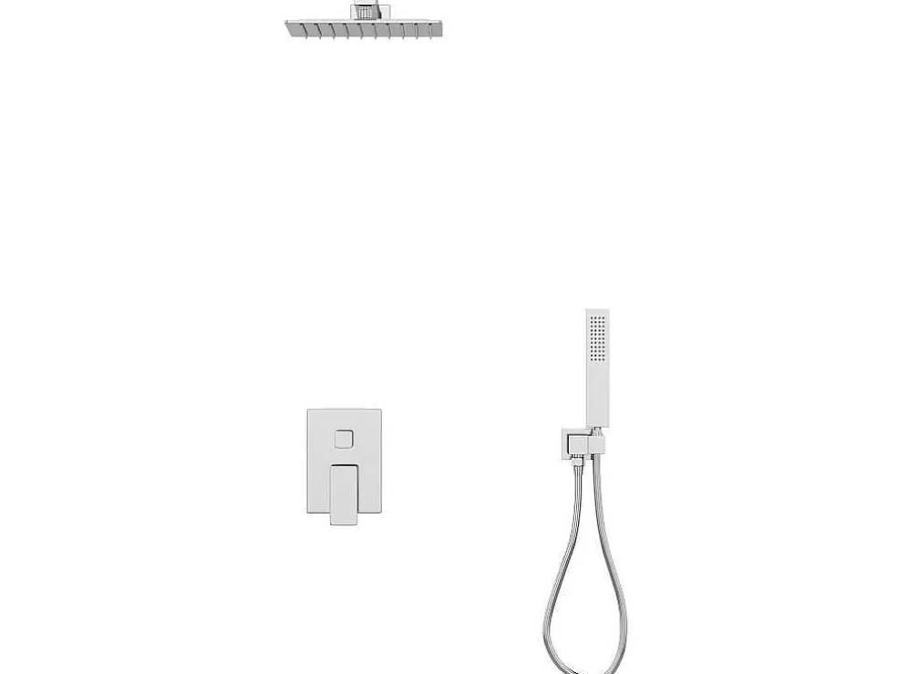 Shower & Design Conjunto De Duche Encastravel Com Torneira Misturadora Mecanica Cor Niquel Escovado - Tocantis* Coluna De Duche