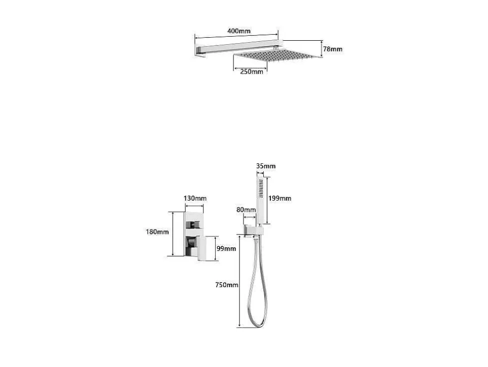 Shower & Design Conjunto De Duche Encastravel Com Torneira Misturadora Mecanica Dourado Acabamento Acetinado - Tocantis* Coluna De Duche