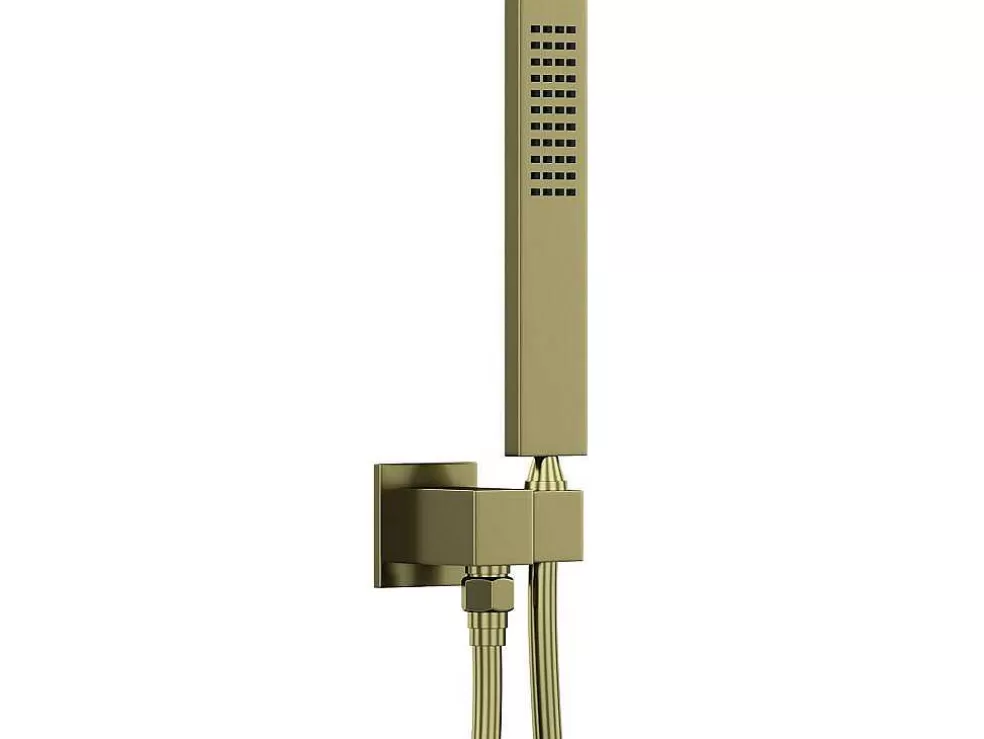 Shower & Design Conjunto De Duche Encastravel Com Torneira Misturadora Mecanica Dourado Acabamento Acetinado - Tocantis* Coluna De Duche