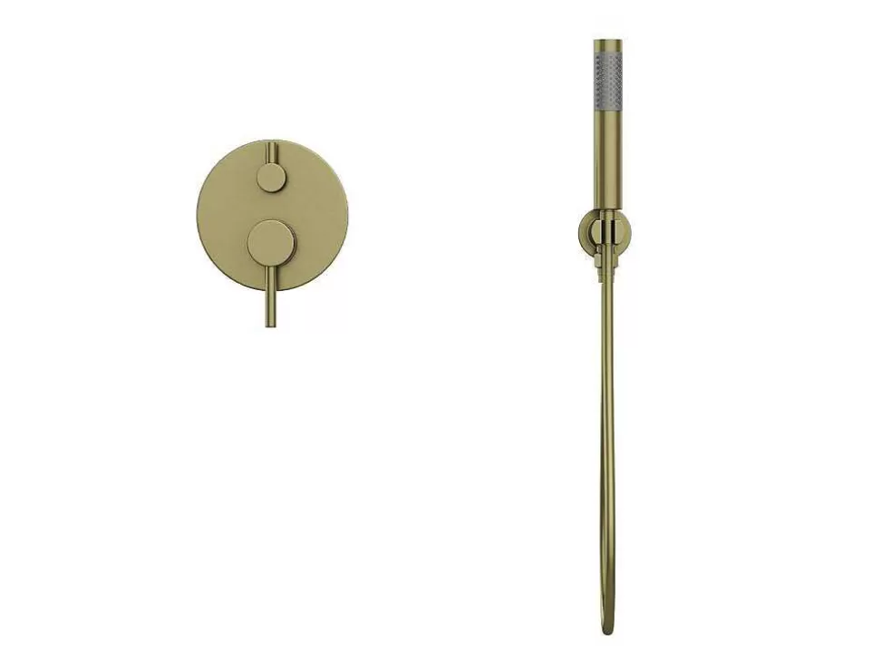 Shower & Design Conjunto De Duche Encastravel Com Torneira Misturadora Mecanica Dourado Acabamento Escovado - Tamise* Promoções Casa De Banho & Bem-Estar