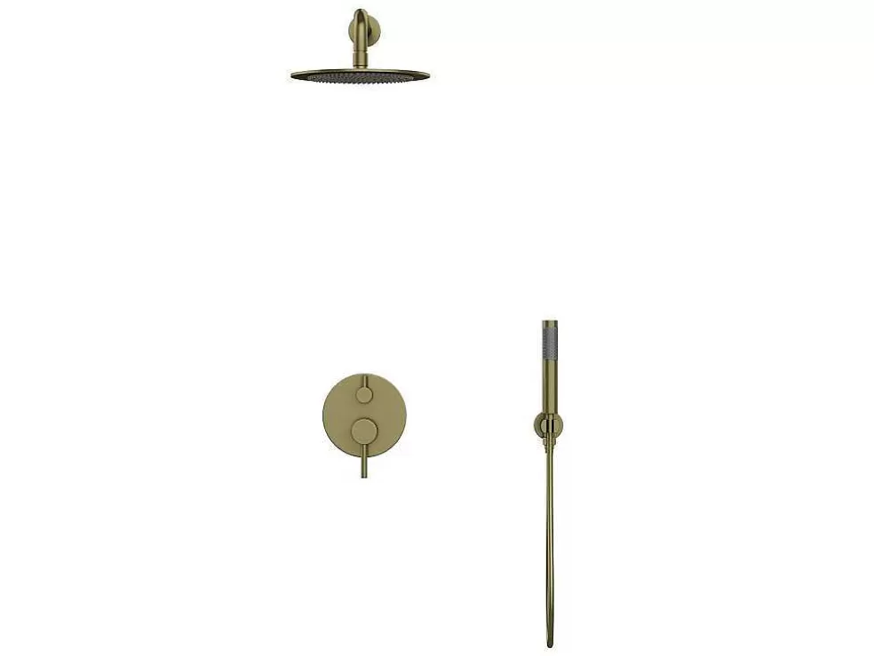Shower & Design Conjunto De Duche Encastravel Com Torneira Misturadora Mecanica Dourado Acabamento Escovado - Tamise* Promoções Casa De Banho & Bem-Estar