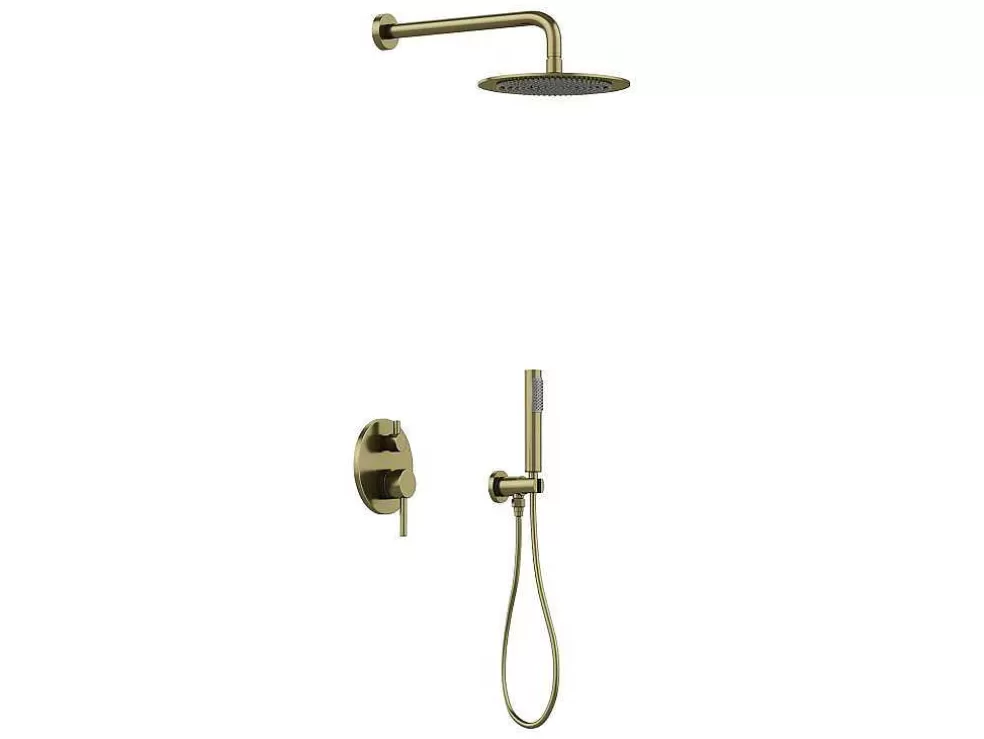 Shower & Design Conjunto De Duche Encastravel Com Torneira Misturadora Mecanica Dourado Acabamento Escovado - Tamise* Promoções Casa De Banho & Bem-Estar