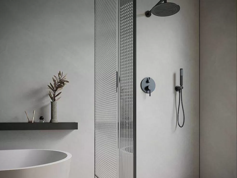 Shower & Design Conjunto De Duche Encastravel Com Torneira Misturadora Mecanica Preto Mate - Tamise* Coluna De Duche