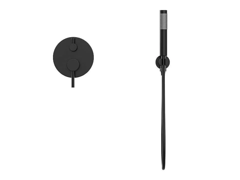 Shower & Design Conjunto De Duche Encastravel Com Torneira Misturadora Mecanica Preto Mate - Tamise* Coluna De Duche