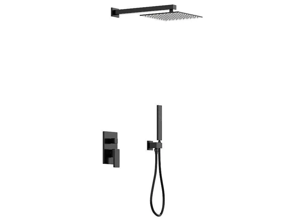 Shower & Design Conjunto De Duche Encastravel Com Torneira Misturadora Mecanica Preto Mate - Tocantis* Coluna De Duche