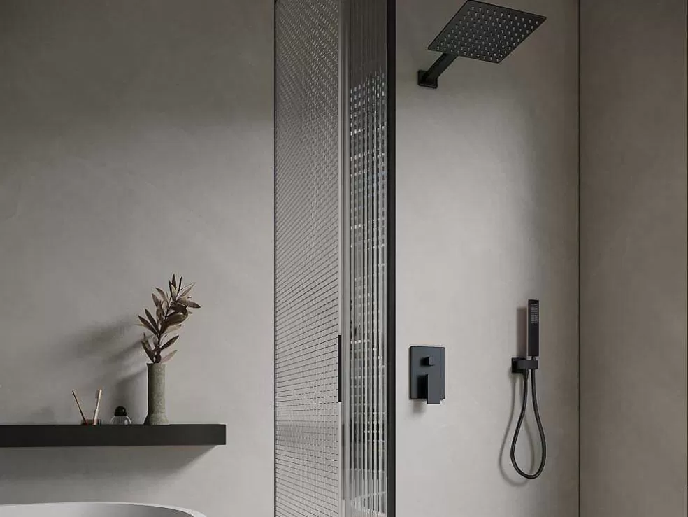 Shower & Design Conjunto De Duche Encastravel Com Torneira Misturadora Mecanica Preto Mate - Tocantis* Coluna De Duche