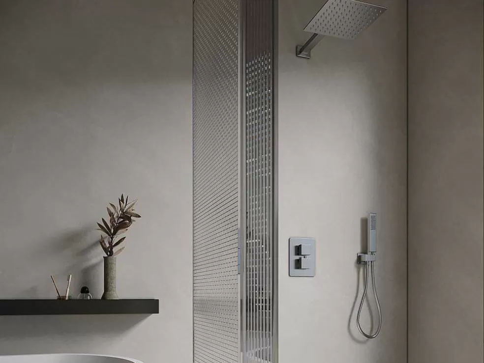 Shower & Design Conjunto De Duche Encastravel Com Torneira Misturadora Termostatica Cor Niquel Escovado - Terek* Coluna De Duche
