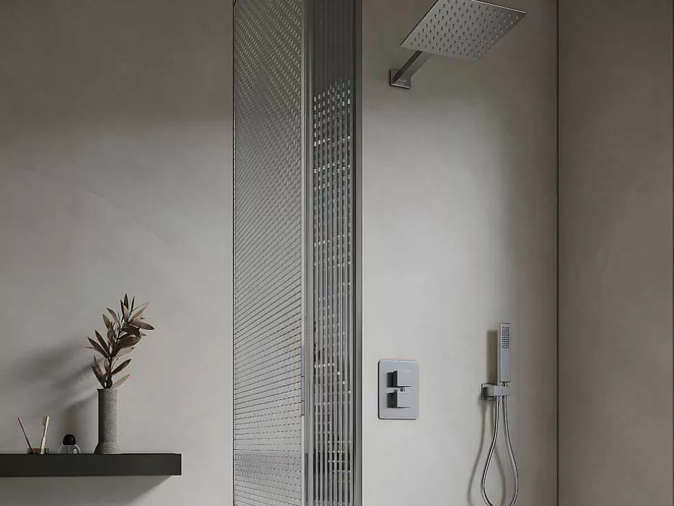 Shower & Design Conjunto De Duche Encastravel Com Torneira Misturadora Termostatica Cor Niquel Escovado - Terek* Coluna De Duche