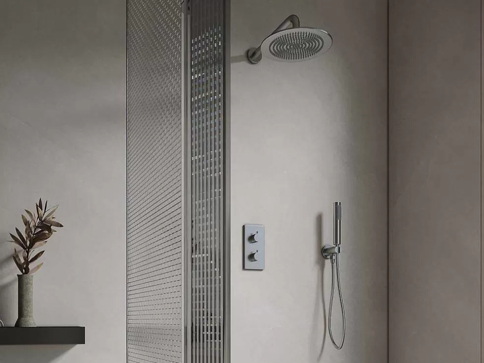 Shower & Design Conjunto De Duche Encastravel Com Torneira Misturadora Termostatica Cor Niquel Escovado - Timavo* Promoções Casa De Banho & Bem-Estar