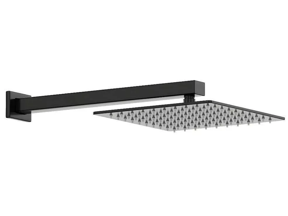 Shower & Design Conjunto De Duche Encastravel Com Torneira Misturadora Termostatica E Suporte De Parede Fixo Preto Mate - Terek* Coluna De Duche