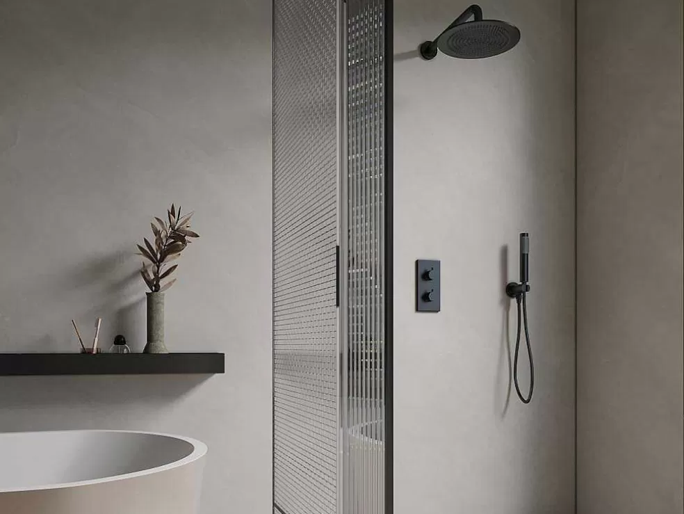 Shower & Design Conjunto De Duche Encastravel Com Torneira Misturadora Termostatica Preto Mate - Timavo* Coluna De Duche