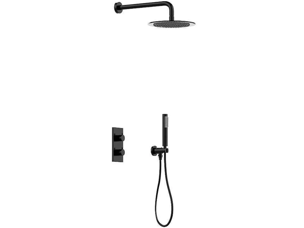 Shower & Design Conjunto De Duche Encastravel Com Torneira Misturadora Termostatica Preto Mate - Timavo* Coluna De Duche