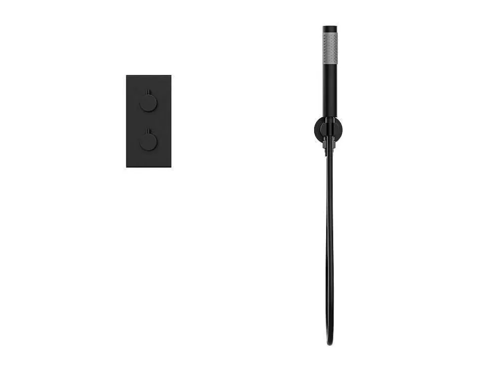 Shower & Design Conjunto De Duche Encastravel Com Torneira Misturadora Termostatica Preto Mate - Timavo* Coluna De Duche