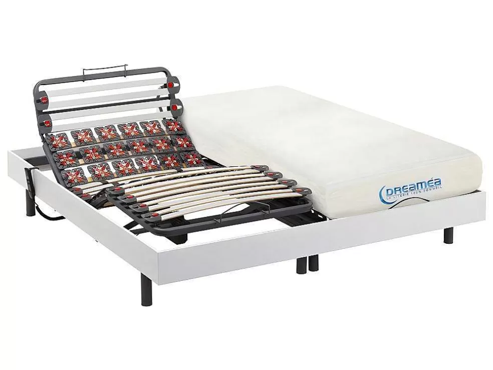 DREAMEA Conjunto De Estrados Articulados De Ripas E Discos De Molas Com Memória De Forma Dionysos De - Motores Okin - Branco - 2X90X200 Cm* Cama Articulada