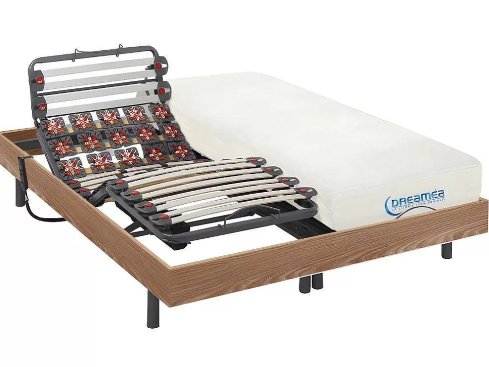 DREAMEA Conjunto De Estrados Articulados De Ripas E Discos De Molas Com Memória De Forma Dionysos De - Motores Okin - Carvalho Toupeira - 2X80X200 Cm* Cama Articulada