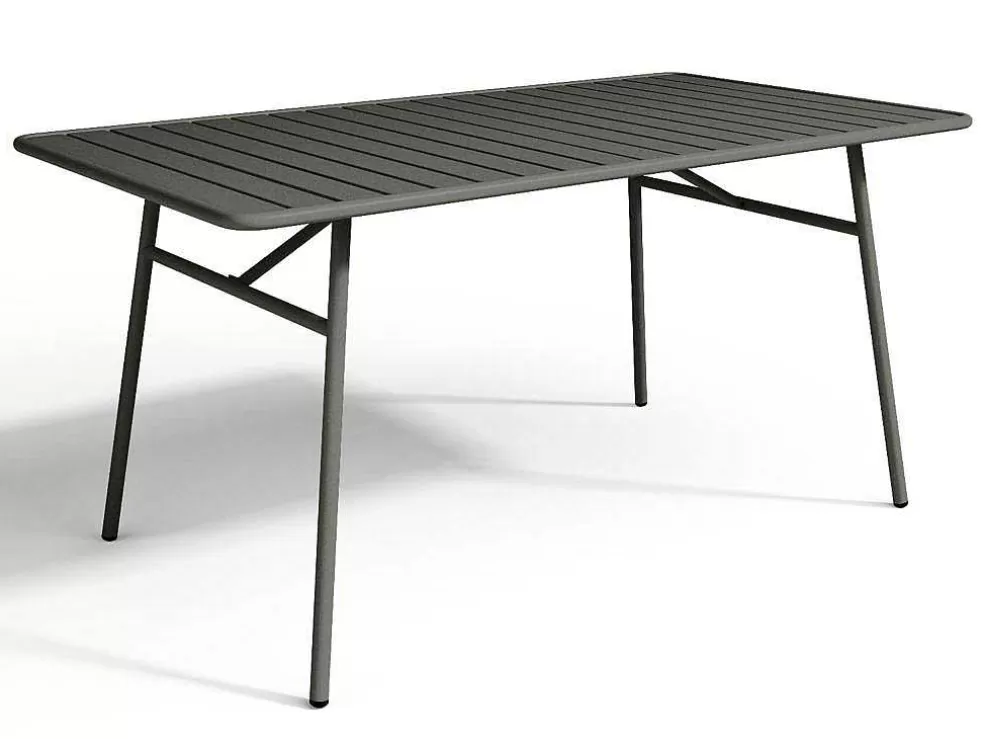 MYLIA Conjunto De Jantar De Jardim Em Metal, Uma Mesa C. 160 Cm Com 2 Cadeiroes Empilhaveis E 4 Cadeiras Empilhaveis, Cinzento-Escuro - Mirmande* Conjunto Mesa E Cadeiras De Jardim