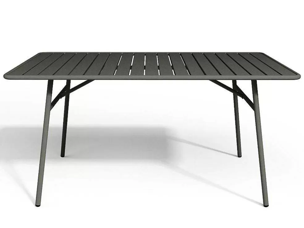 MYLIA Conjunto De Jantar De Jardim Em Metal, Uma Mesa C. 160 Cm E 4 Cadeiras Empilhaveis, Cinzento-Escuro - Mirmande* Conjunto Mesa E Cadeiras De Jardim