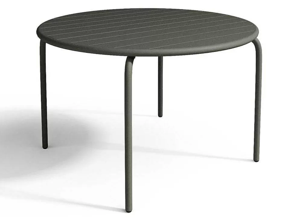 MYLIA Conjunto De Jantar De Jardim Em Metal, Uma Mesa D. 110 Cm E 4 Cadeiras Empilhaveis, Cinzento-Escuro - Mirmande* Conjunto Mesa E Cadeiras De Jardim