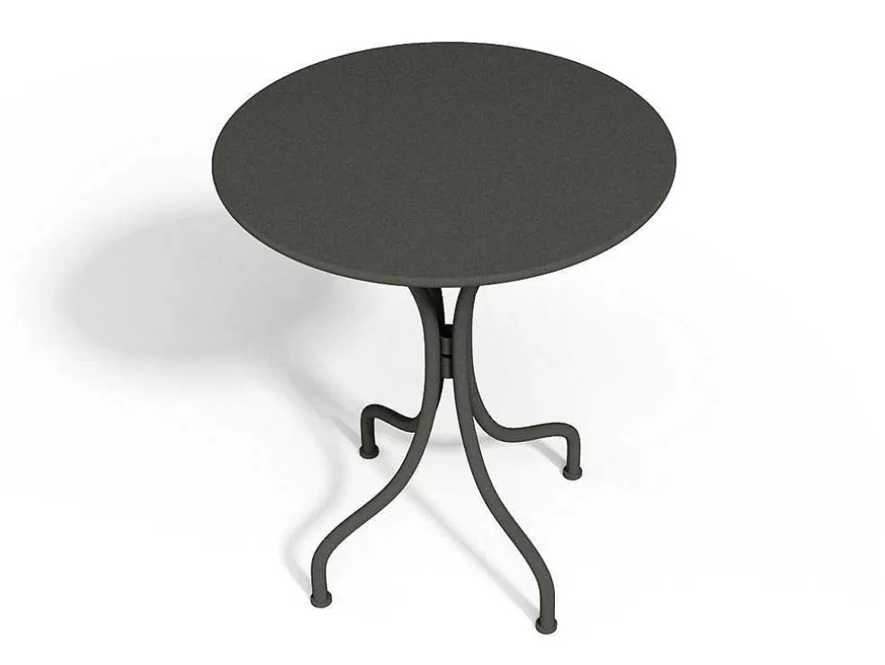 MYLIA Conjunto De Jantar De Jardim Em Metal, Uma Mesa D. 60 Cm E 2 Cadeiras Empilhaveis, Cinzento-Escuro - Mirmande* Conjunto Mesa E Cadeiras De Jardim