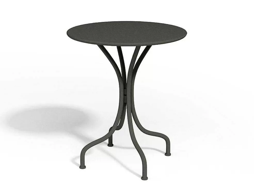 MYLIA Conjunto De Jantar De Jardim Em Metal, Uma Mesa D. 60 Cm E 2 Cadeiras Empilhaveis, Cinzento-Escuro - Mirmande* Conjunto Mesa E Cadeiras De Jardim