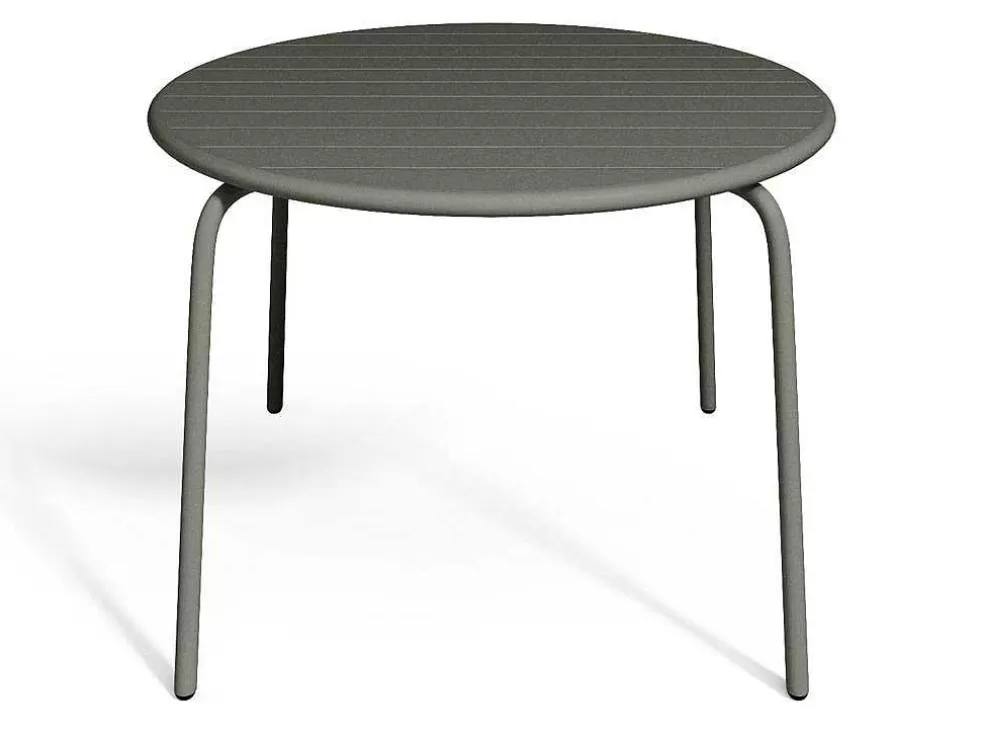 MYLIA Conjunto De Jantar De Jardim Em Metal, Uma Mesa D. 110 Cm E 4 Cadeiras Empilhaveis, Cinzento-Escuro - Mirmande* Conjunto Mesa E Cadeiras De Jardim