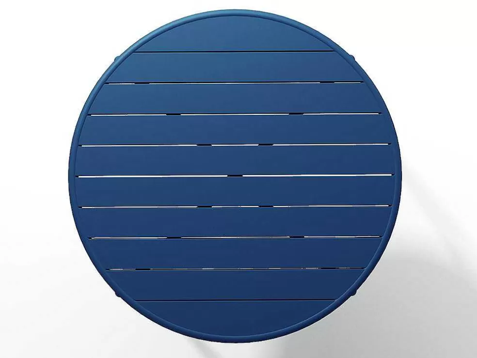 MYLIA Conjunto De Jantar De Jardim Em Metal, Uma Mesa D. 110 Cm E 4 Cadeiroes Empilhaveis Azul-Escuro - Mirmande* Conjunto Mesa E Cadeiras De Jardim