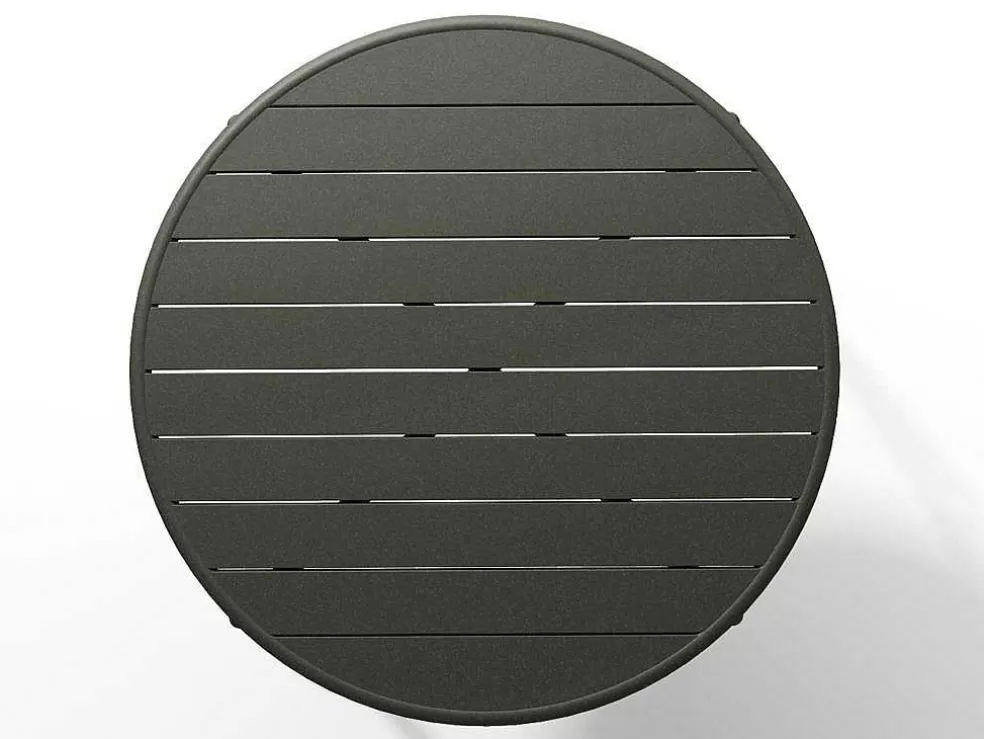 MYLIA Conjunto De Jantar De Jardim Em Metal, Uma Mesa D. 110 Cm E 4 Cadeiroes Empilhaveis, Cinzento-Escuro - Mirmande* Conjunto Mesa E Cadeiras De Jardim