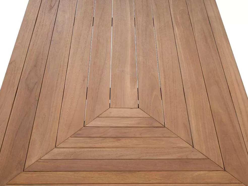 MYLIA Conjunto De Jantar De Jardim Em Teca, 1 Mesa C. 200 Cm + 6 Cadeiroes, Natural Claro - Allende* Conjunto Mesa E Cadeiras De Jardim