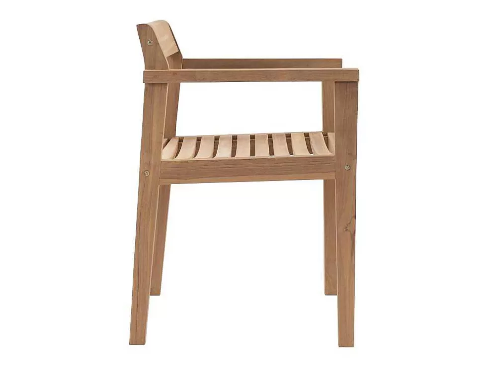 MYLIA Conjunto De Jantar De Jardim Em Teca, 1 Mesa C. 200 Cm + 6 Cadeiroes, Natural Claro - Allende* Conjunto Mesa E Cadeiras De Jardim