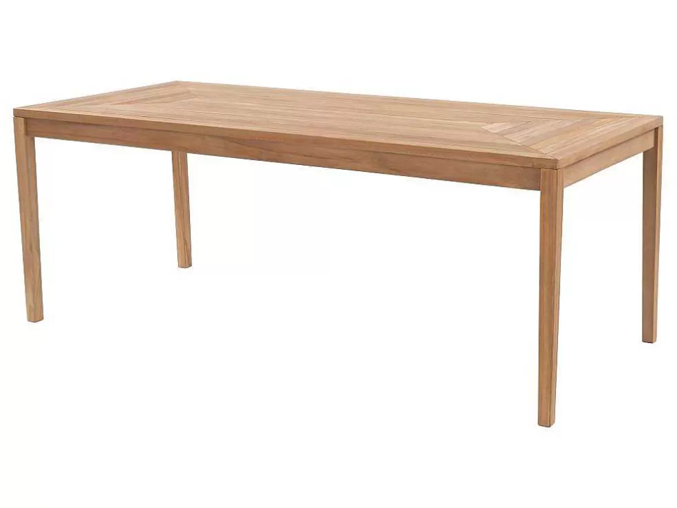 MYLIA Conjunto De Jantar De Jardim Em Teca, 1 Mesa C. 200 Cm + 6 Cadeiroes, Natural Claro - Allende* Conjunto Mesa E Cadeiras De Jardim