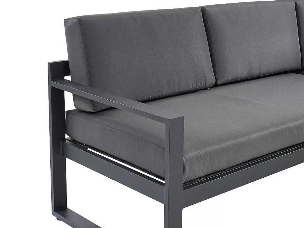 MYLIA Conjunto De Jardim Em Aluminio: Mesa De Centro E Sofá De Canto Levadico, 6 Lugares - Antracite - Palaos Ii De * Conjunto Relax De Jardim
