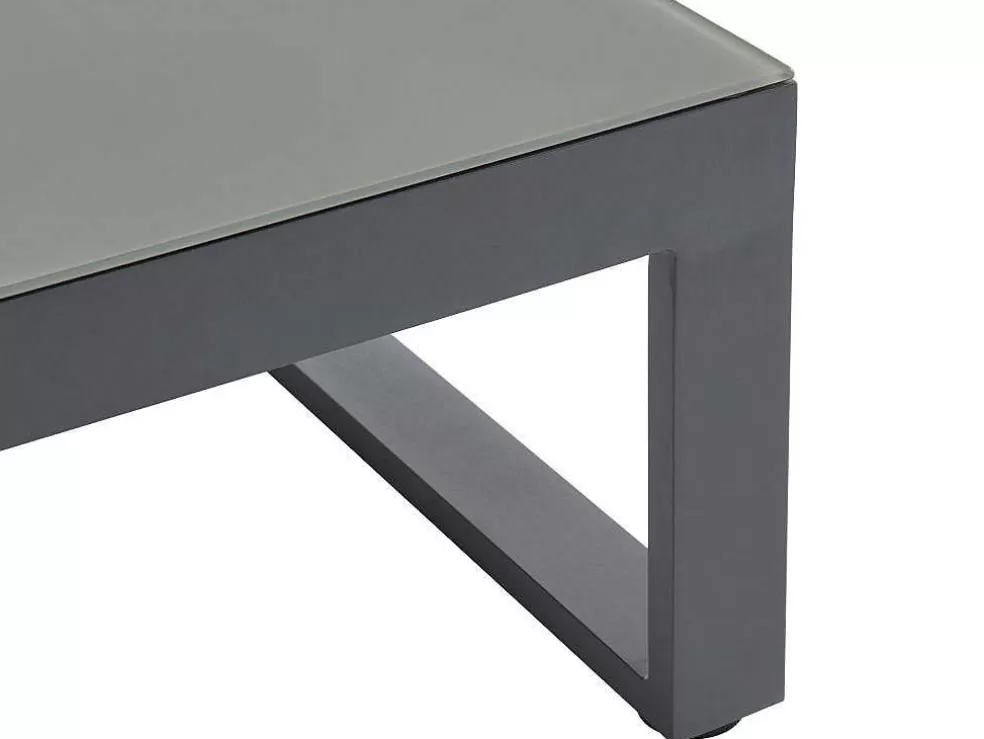 MYLIA Conjunto De Jardim Em Aluminio: Mesa De Centro E Sofá De Canto Levadico, 6 Lugares - Antracite - Palaos Ii De * Conjunto Relax De Jardim