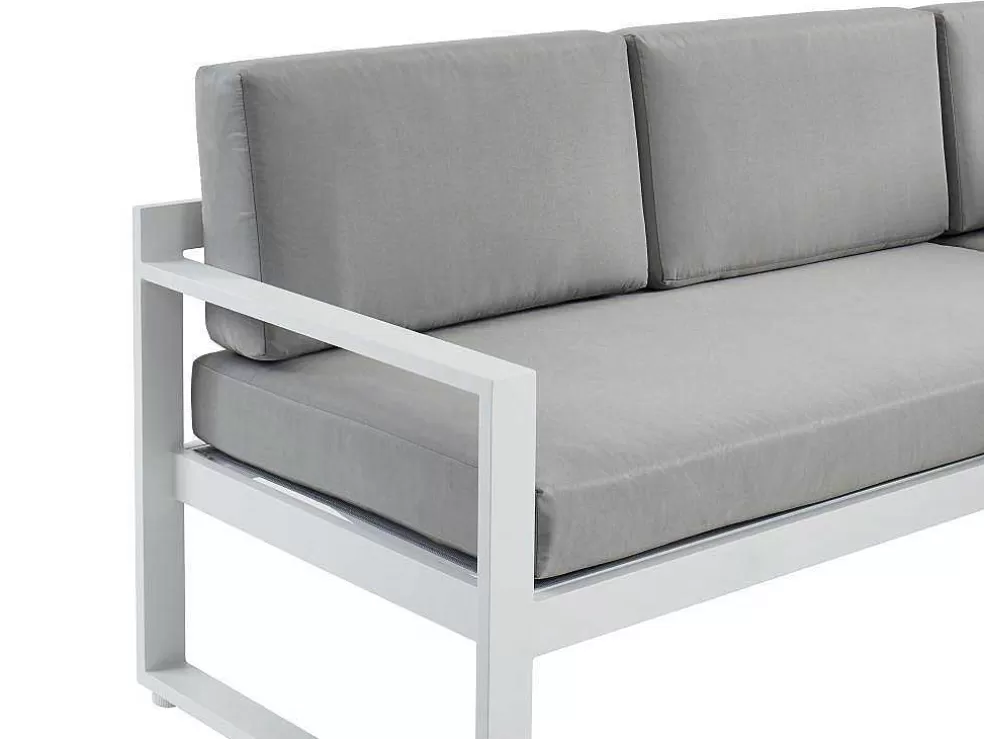 MYLIA Conjunto De Jardim Em Aluminio: Mesa De Centro E Sofá De Canto Levadico, 6 Lugares Cinzento - Palaos Ii* Conjunto Relax De Jardim
