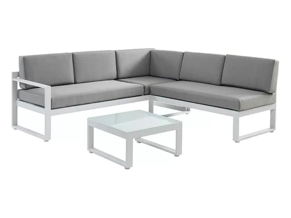MYLIA Conjunto De Jardim Em Aluminio: Mesa De Centro E Sofá De Canto Levadico, 6 Lugares Cinzento - Palaos Ii* Conjunto Relax De Jardim