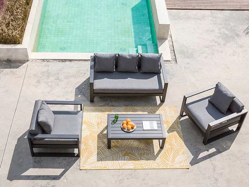 MYLIA Conjunto De Jardim Em Aluminio: Um Sofá De 3 Lugares, 2 Cadeiroes E Uma Mesa De Centro - Molokai* Conjunto Relax De Jardim