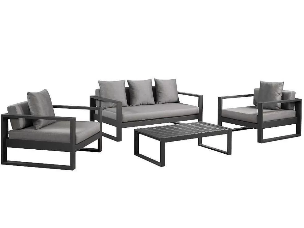 MYLIA Conjunto De Jardim Em Aluminio: Um Sofá De 3 Lugares, 2 Cadeiroes E Uma Mesa De Centro - Molokai* Conjunto Relax De Jardim