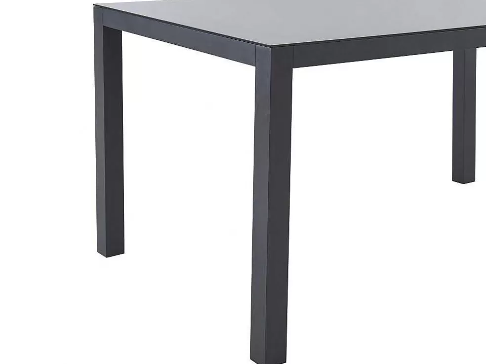 MYLIA Conjunto De Jardim Em Aluminio, Uma Mesa C. 150 Cm E 6 Cadeiroes, Cinzento Antracite - Jolane* Conjunto Mesa E Cadeiras De Jardim